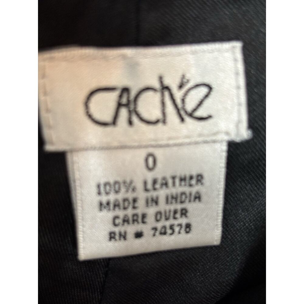 Vintage Cache Leather Flare Pants Size 0 Black Split Hem Low Rise Y2K - Picture 7 of 15